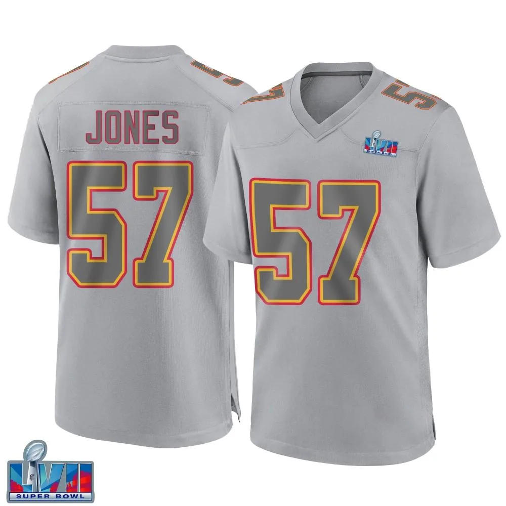 Youth Kansas City Chiefs Truman Jones Nike Atmosphere Fashion Super Bowl LVII Patch Game Gray Jersey Youth Kansas City Chiefs Truman Jones Nike Atmosphere Fashion Super Bowl LVII Patch Game Gray Jersey