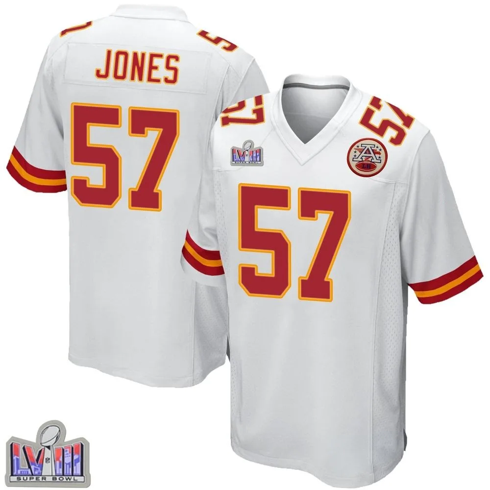 Youth Kansas City Chiefs Truman Jones Nike Super Bowl LVIII Patch Game White Jersey Youth Kansas City Chiefs Truman Jones Nike Super Bowl LVIII Patch Game White Jersey