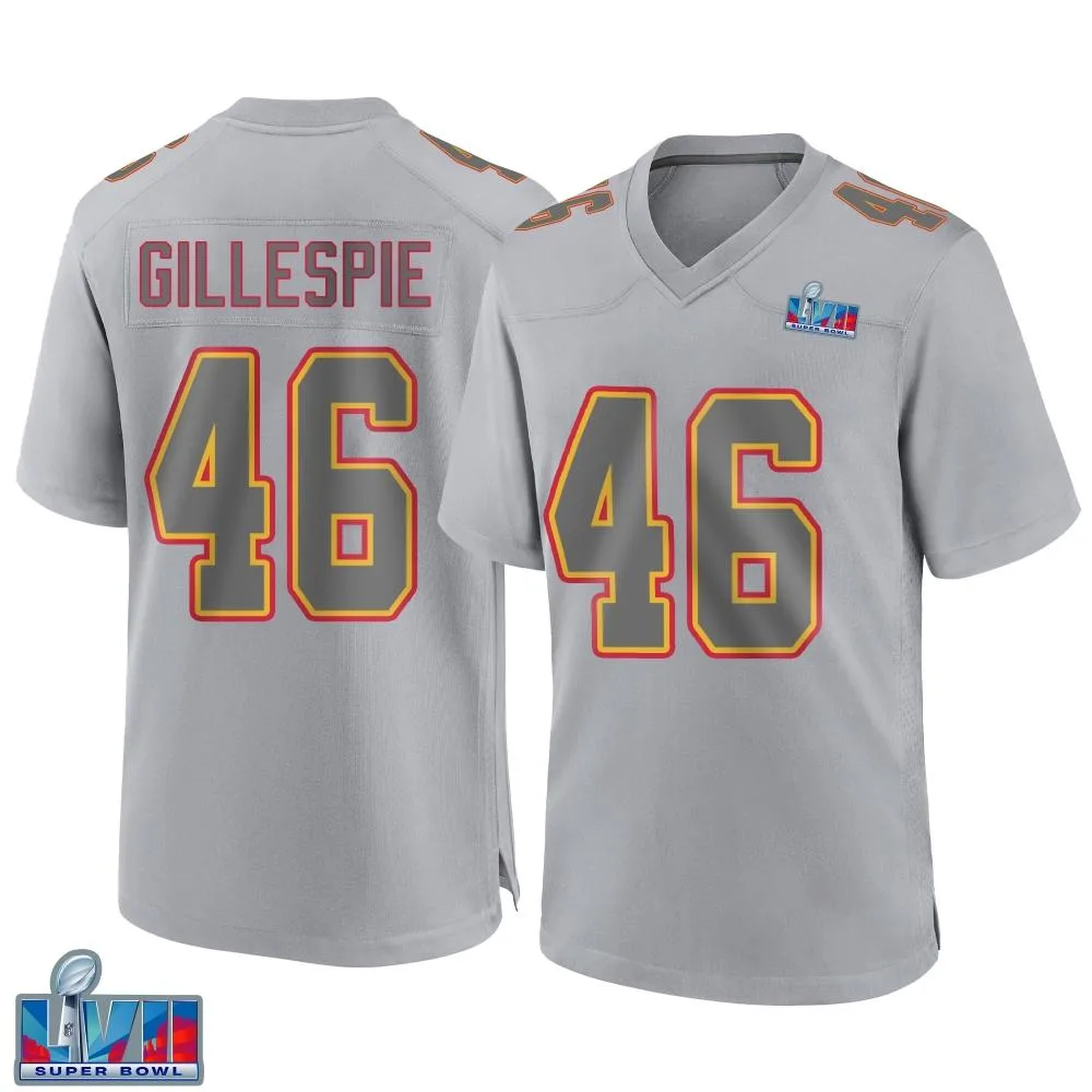 Men's Kansas City Chiefs Tyree Gillespie Nike Atmosphere Fashion Super Bowl LVII Patch Game Gray Jersey Men's Kansas City Chiefs Tyree Gillespie Nike Atmosphere Fashion Super Bowl LVII Patch Game Gray Jersey