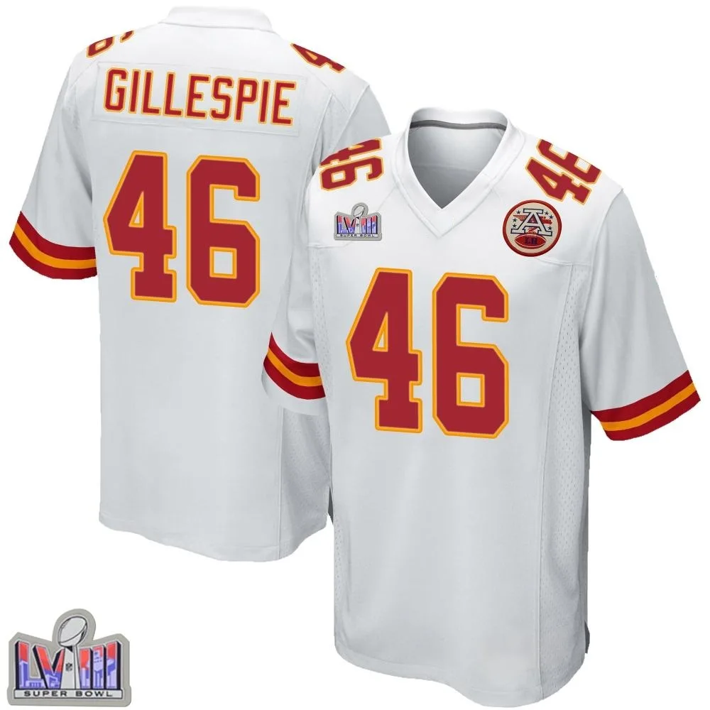 Men's Kansas City Chiefs Tyree Gillespie Nike Super Bowl LVIII Patch Game White Jersey Men's Kansas City Chiefs Tyree Gillespie Nike Super Bowl LVIII Patch Game White Jersey