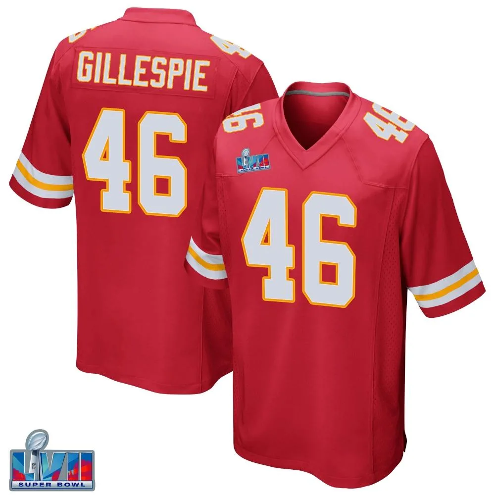 Men's Kansas City Chiefs Tyree Gillespie Nike Team Color Super Bowl LVII Patch Game Red Jersey Men's Kansas City Chiefs Tyree Gillespie Nike Team Color Super Bowl LVII Patch Game Red Jersey