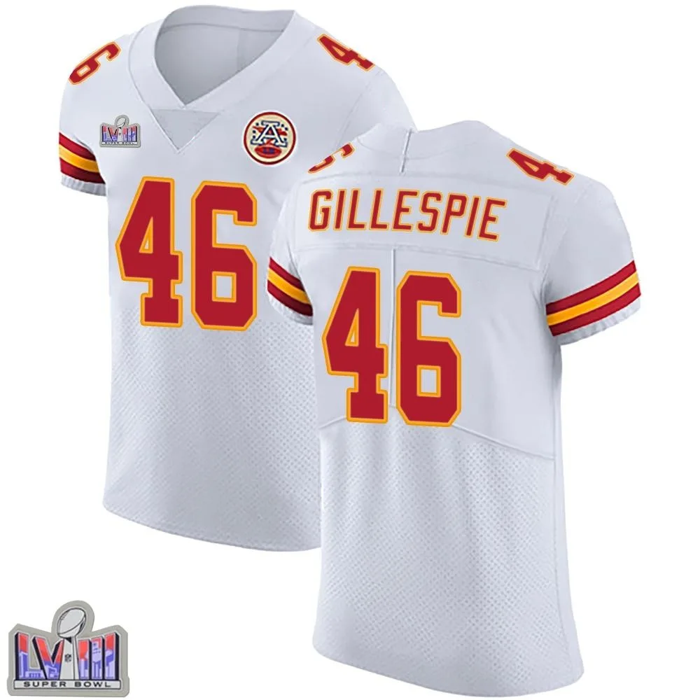 Men's Kansas City Chiefs Tyree Gillespie Nike Vapor Untouchable Super Bowl LVIII Patch Elite White Jersey Men's Kansas City Chiefs Tyree Gillespie Nike Vapor Untouchable Super Bowl LVIII Patch Elite White Jersey
