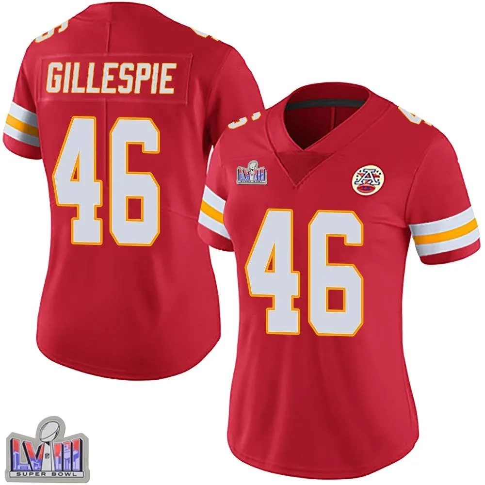 Women's Kansas City Chiefs Tyree Gillespie Nike Team Color Vapor Untouchable Super Bowl LVIII Patch Limited Red Jersey Women's Kansas City Chiefs Tyree Gillespie Nike Team Color Vapor Untouchable Super Bowl LVIII Patch Limited Red Jersey
