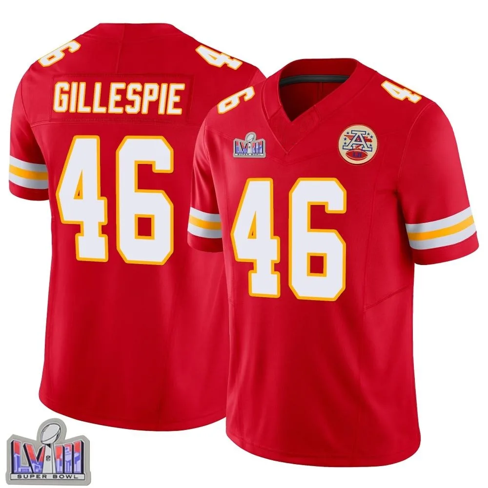 Youth Kansas City Chiefs Tyree Gillespie Nike Vapor F.U.S.E. Super Bowl LVIII Patch Limited Red Jersey Youth Kansas City Chiefs Tyree Gillespie Nike Vapor F.U.S.E. Super Bowl LVIII Patch Limited Red Jersey