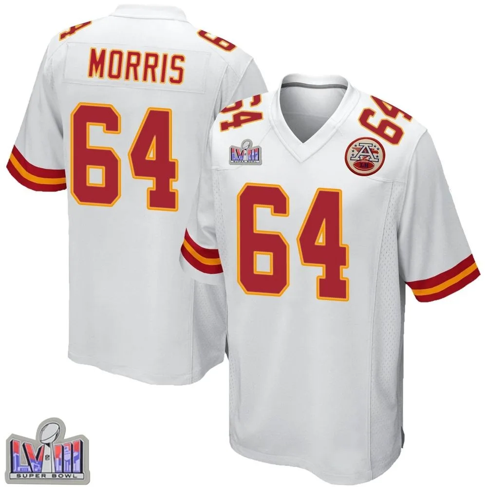 Men's Kansas City Chiefs Wanya Morris Nike Super Bowl LVIII Patch Game White Jersey Men's Kansas City Chiefs Wanya Morris Nike Super Bowl LVIII Patch Game White Jersey