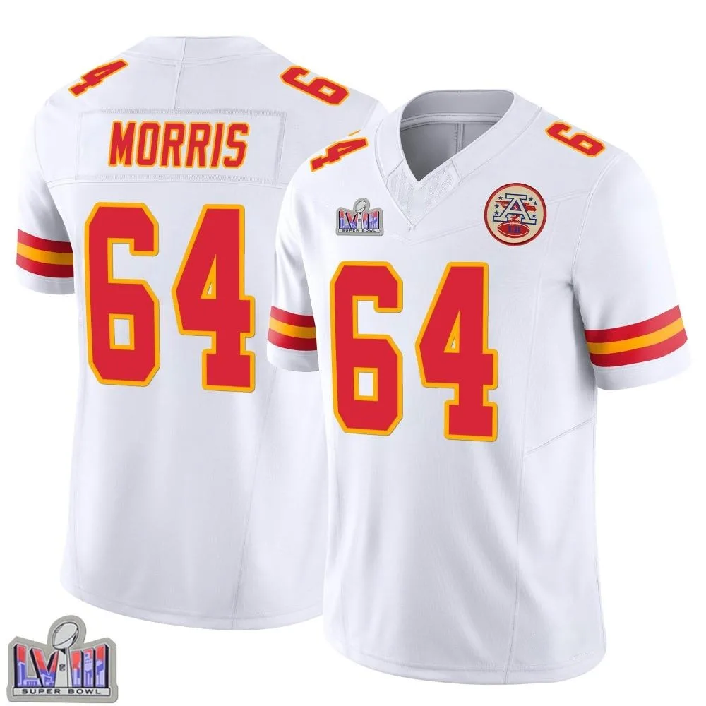 Youth Kansas City Chiefs Wanya Morris Nike Vapor F.U.S.E. Super Bowl LVIII Patch Limited White Jersey Youth Kansas City Chiefs Wanya Morris Nike Vapor F.U.S.E. Super Bowl LVIII Patch Limited White Jersey