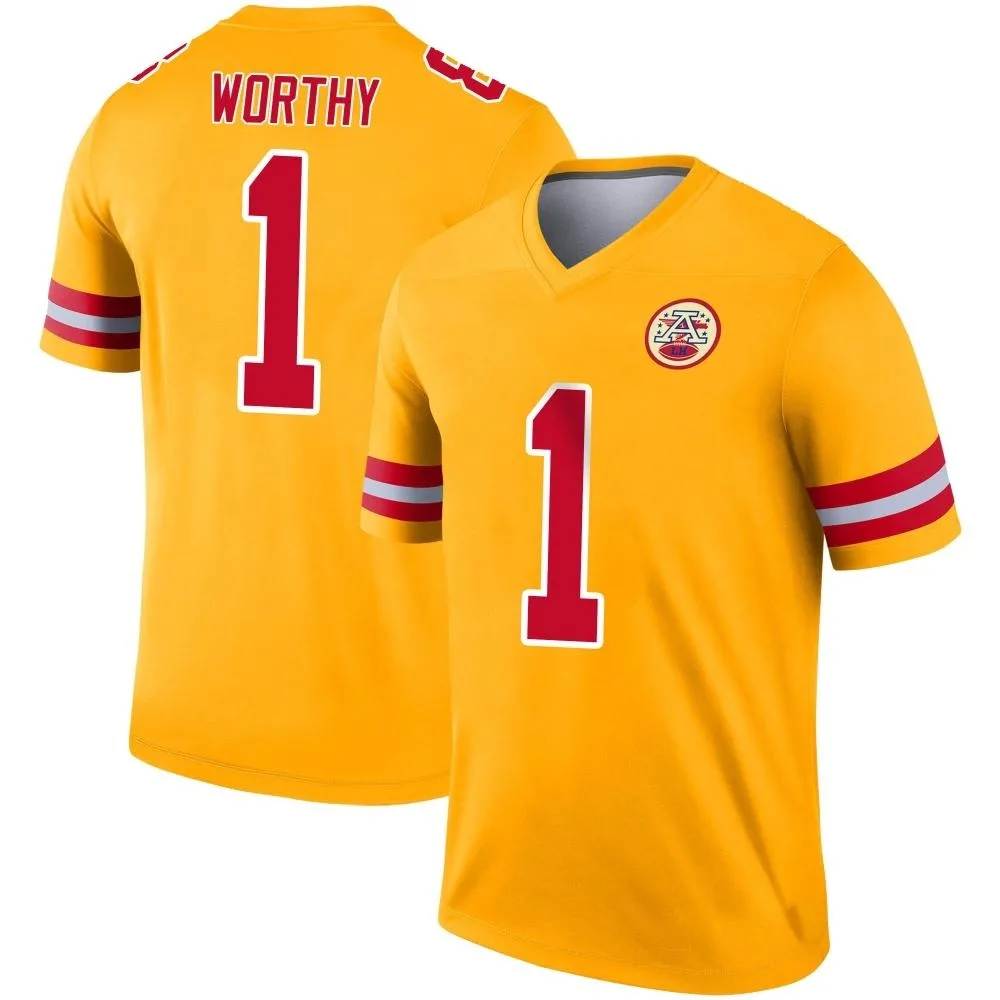Men's Kansas City Chiefs Xavier Worthy Nike Inverted Legend Gold Jersey Men's Kansas City Chiefs Xavier Worthy Nike Inverted Legend Gold Jersey