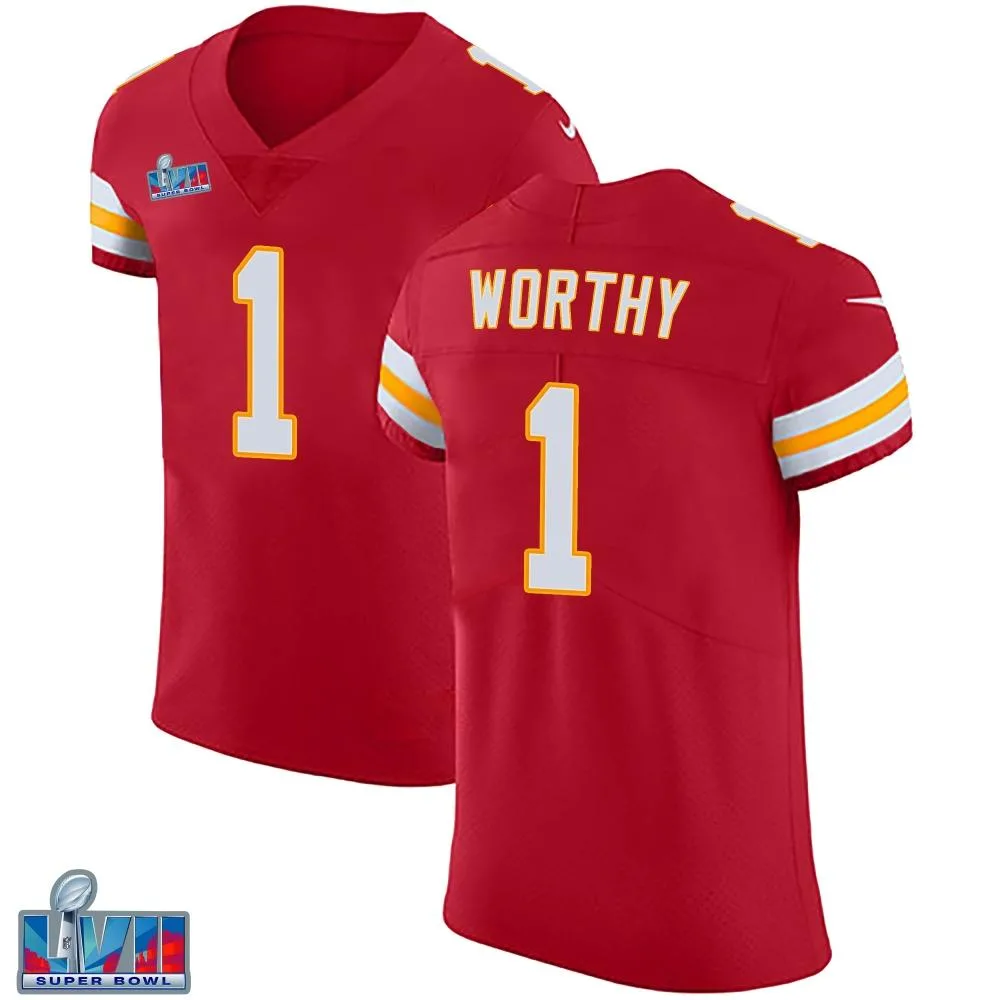 Men's Kansas City Chiefs Xavier Worthy Nike Team Color Vapor Untouchable Super Bowl LVII Patch Elite Red Jersey Men's Kansas City Chiefs Xavier Worthy Nike Team Color Vapor Untouchable Super Bowl LVII Patch Elite Red Jersey