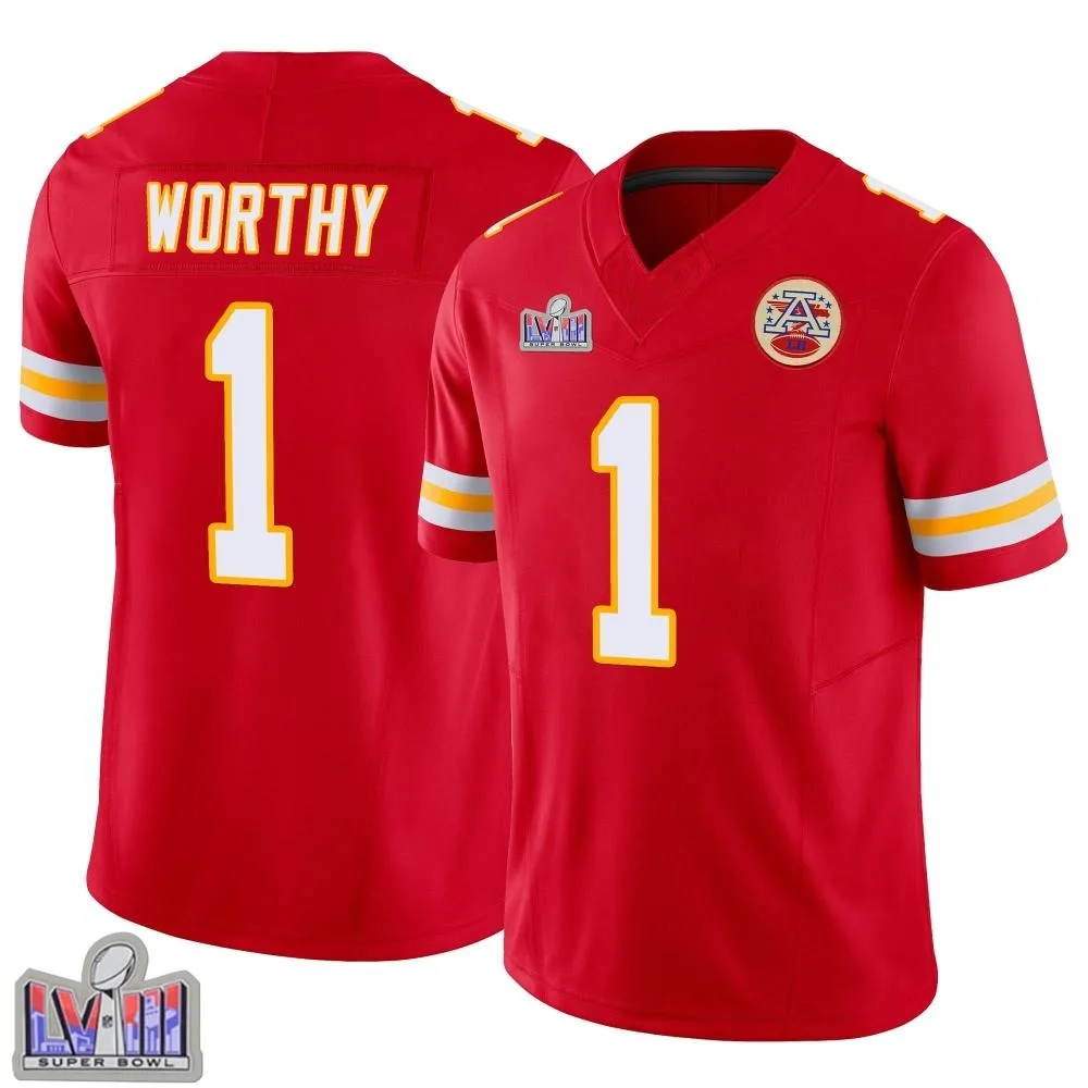 Men's Kansas City Chiefs Xavier Worthy Nike Vapor F.U.S.E. Super Bowl LVIII Patch Limited Red Jersey Men's Kansas City Chiefs Xavier Worthy Nike Vapor F.U.S.E. Super Bowl LVIII Patch Limited Red Jersey
