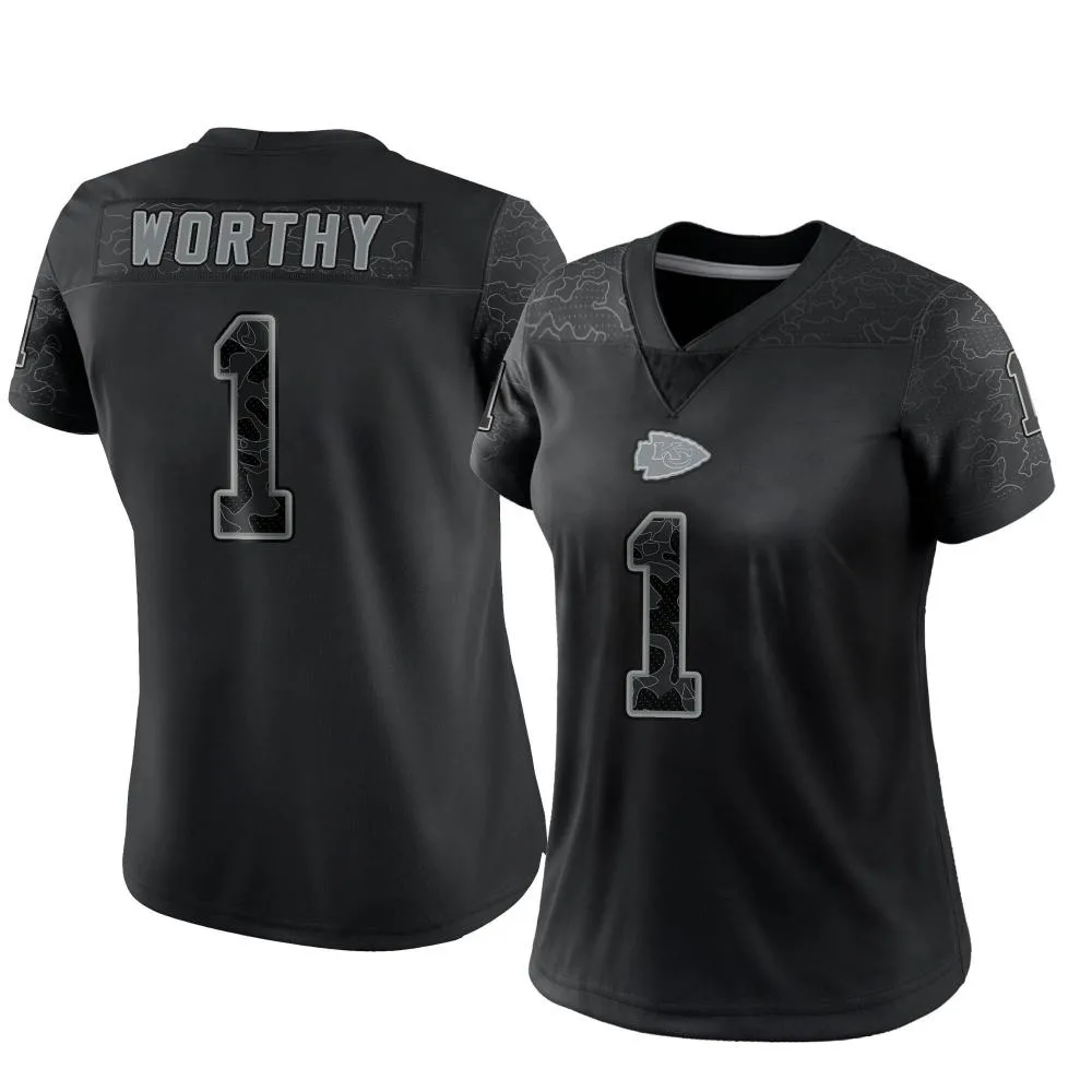Women's Kansas City Chiefs Xavier Worthy Nike Reflective Limited Black Jersey Women's Kansas City Chiefs Xavier Worthy Nike Reflective Limited Black Jersey
