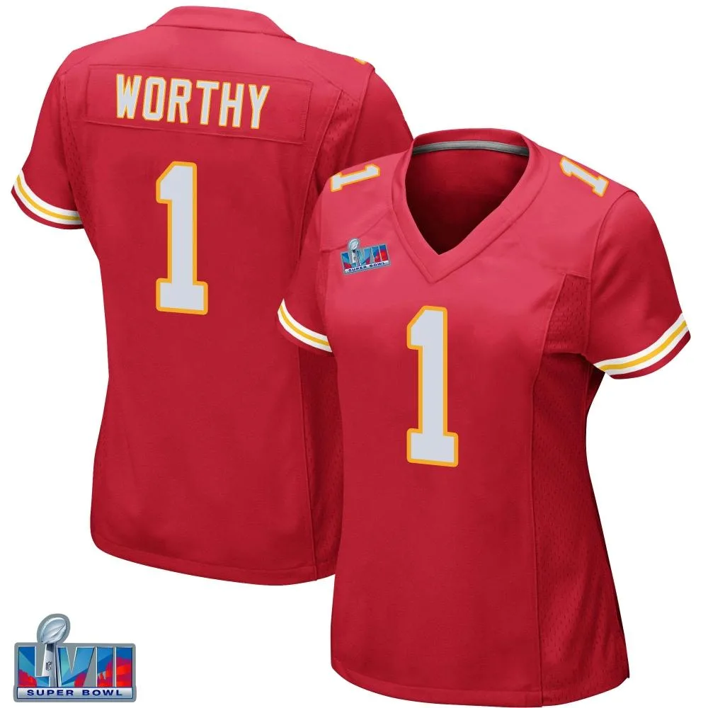 Women's Kansas City Chiefs Xavier Worthy Nike Team Color Super Bowl LVII Patch Game Red Jersey