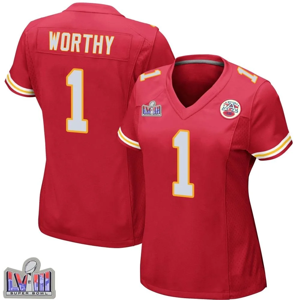 Women's Kansas City Chiefs Xavier Worthy Nike Team Color Super Bowl LVIII Patch Game Red Jersey