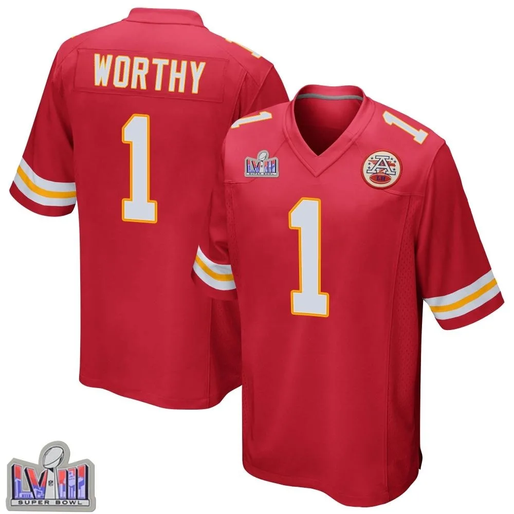 Youth Kansas City Chiefs Xavier Worthy Nike Team Color Super Bowl LVIII Patch Game Red Jersey Youth Kansas City Chiefs Xavier Worthy Nike Team Color Super Bowl LVIII Patch Game Red Jersey