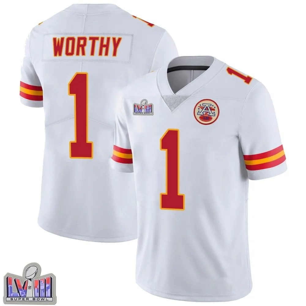 Youth Kansas City Chiefs Xavier Worthy Nike Vapor Untouchable Super Bowl LVIII Patch Limited White Jersey Youth Kansas City Chiefs Xavier Worthy Nike Vapor Untouchable Super Bowl LVIII Patch Limited White Jersey